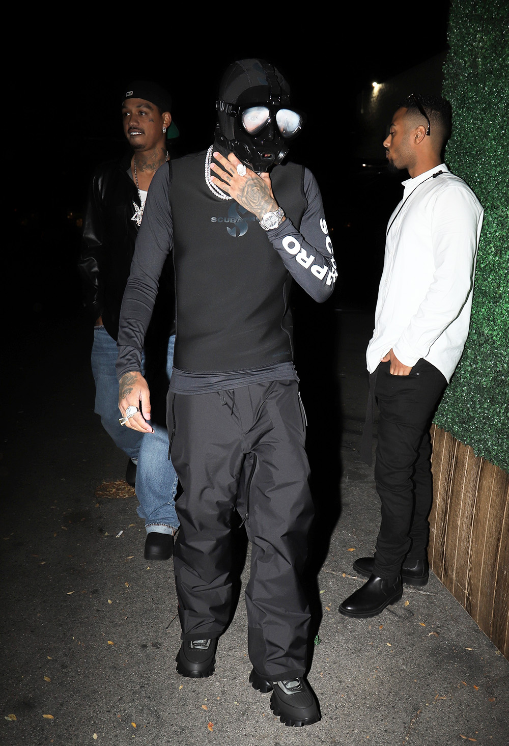 Tyga seen arriving at Doja Cat's underwater themed birthday party at Delilah's