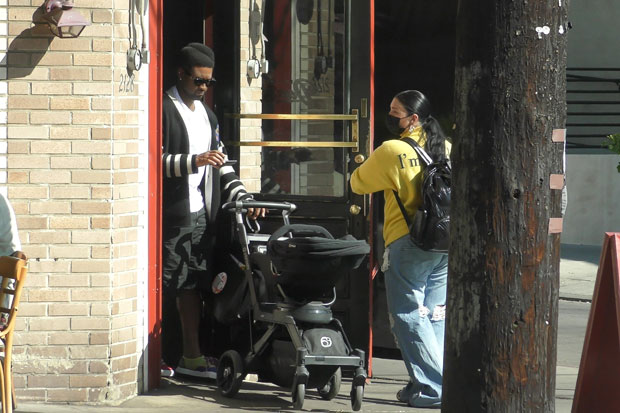 Usher and Jenn Goicoechea with son Sire