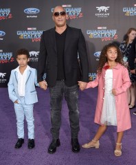 Vin Diesel, center, and his children, form left, Vincent Sinclair and Hania Riley Sinclair arrive at the world premiere of "Guardians of the Galaxy Vol. 2" at the Dolby Theatre, in Los Angeles
World Premiere of "Guardians of the Galaxy Vol. 2" - Arrivals, Los Angeles, USA - 19 Apr 2017