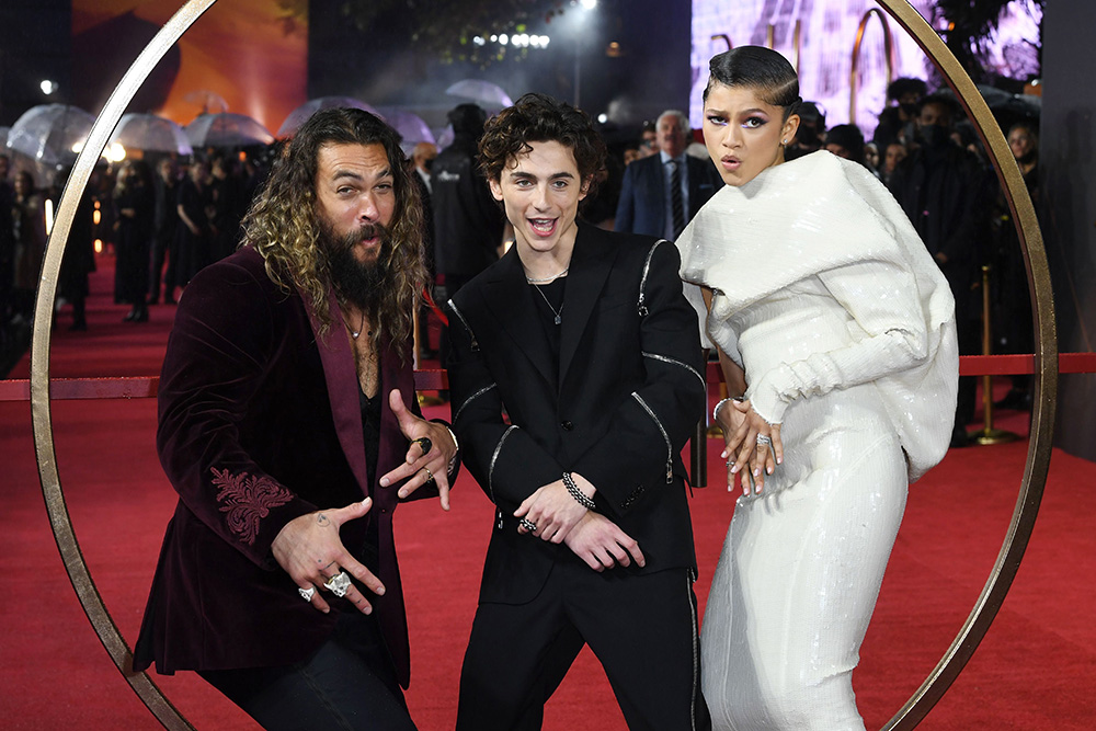 Jason Momoa, Zendaya and Timothee Chalamet
'Dune' film premiere, London, UK - 18 Oct 2021