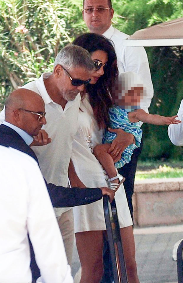 George Clooney, Amal Clooney, and children. 