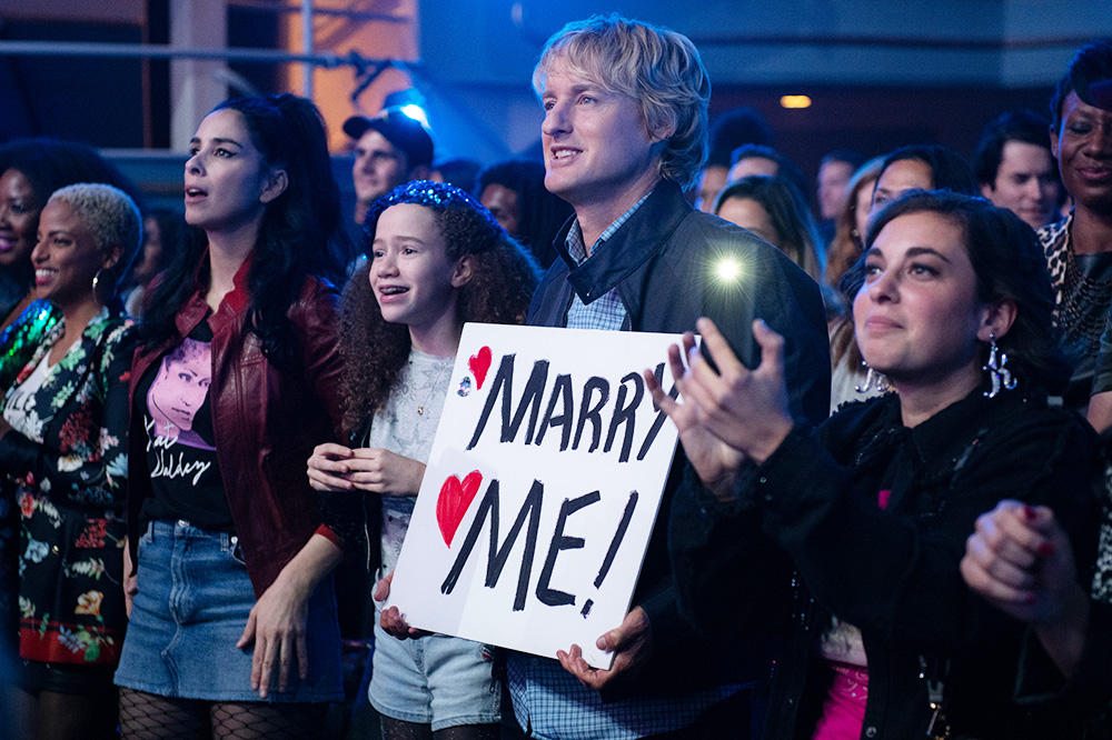 (from left) Parker (Sarah Silverman), Lou (Chloe Coleman) and Charlie Gilbert (Owen Wilson) in Marry Me, directed by Kat Coiro.