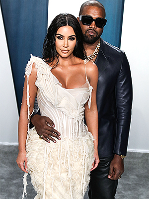 Television personality Kim Kardashian West wearing an Alexander McQueen dress and Lorraine Schwartz jewelry and husband/rapper Kanye West wearing a Dunhill look arrive at the 2020 Vanity Fair Oscar Party held at the Wallis Annenberg Center for the Performing Arts on February 9, 2020 in Beverly Hills, Los Angeles, California, United States.2020 Vanity Fair Oscar Party, Beverly Hills, United States - 10 Feb 2020