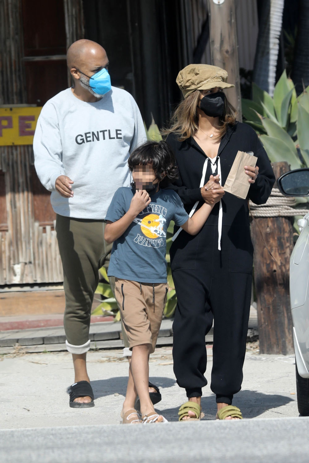 Halle Berry goes shopping with boyfriend Van Hunt and son Maceo at Wylie's Bait & Tackle fishing store in LA