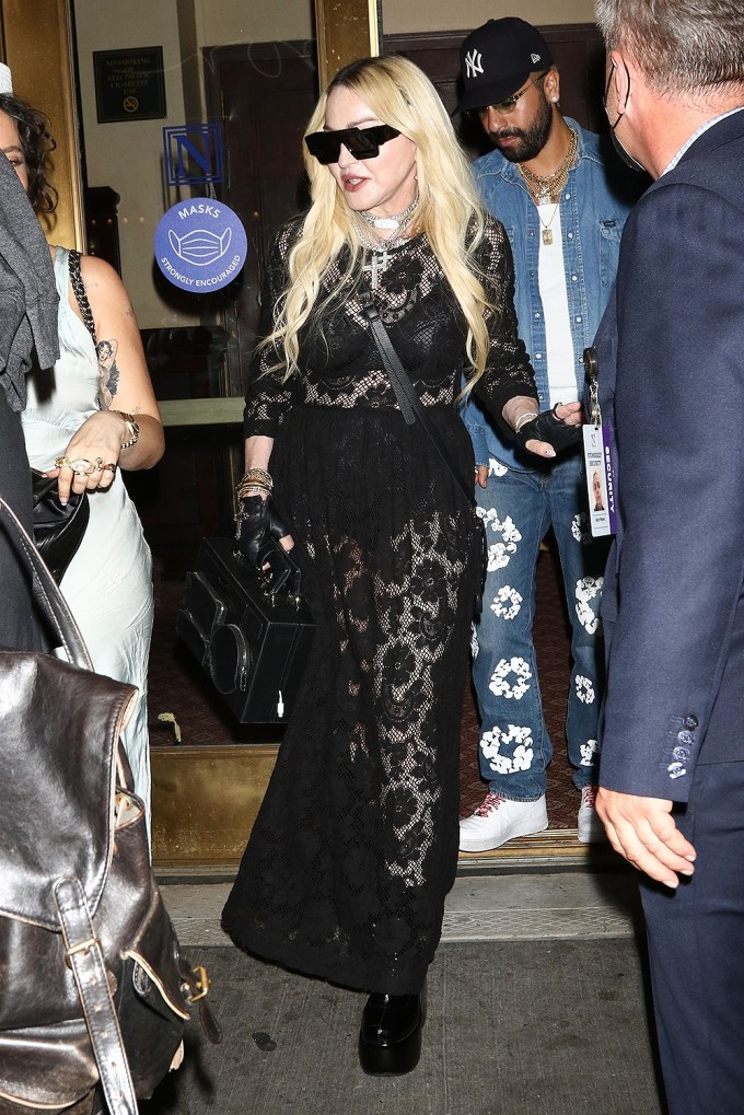 Madonna stuns in black lace leaving ‘MJ The Musical’ on Broadway in NYC!