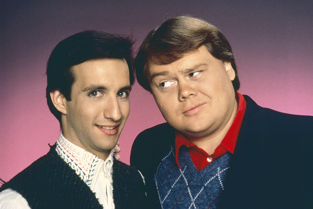 PERFECT STRANGERS, from left: Bronson Pinchot, Louie Anderson, unaired pilot, 1986, 1986-1993, ©