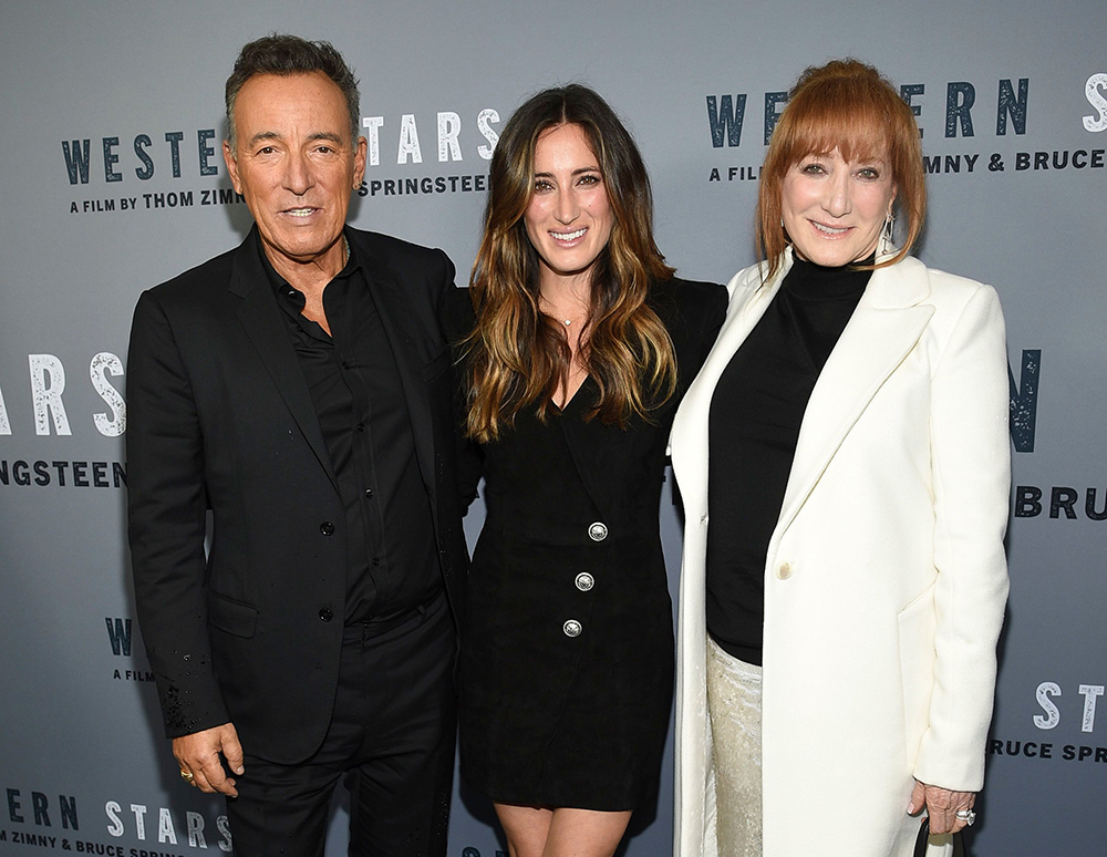 Bruce Springsteen, Jessica Springsteen, Patti Scialfa. Singer-songwriter and co-director Bruce Springsteen, left, daughter Jessica Springsteen and wife Patti Scialfa attend the special screening of "Western Stars" at Metrograph, in New York
NY Special Screening of "Western Stars", New York, USA - 16 Oct 2019