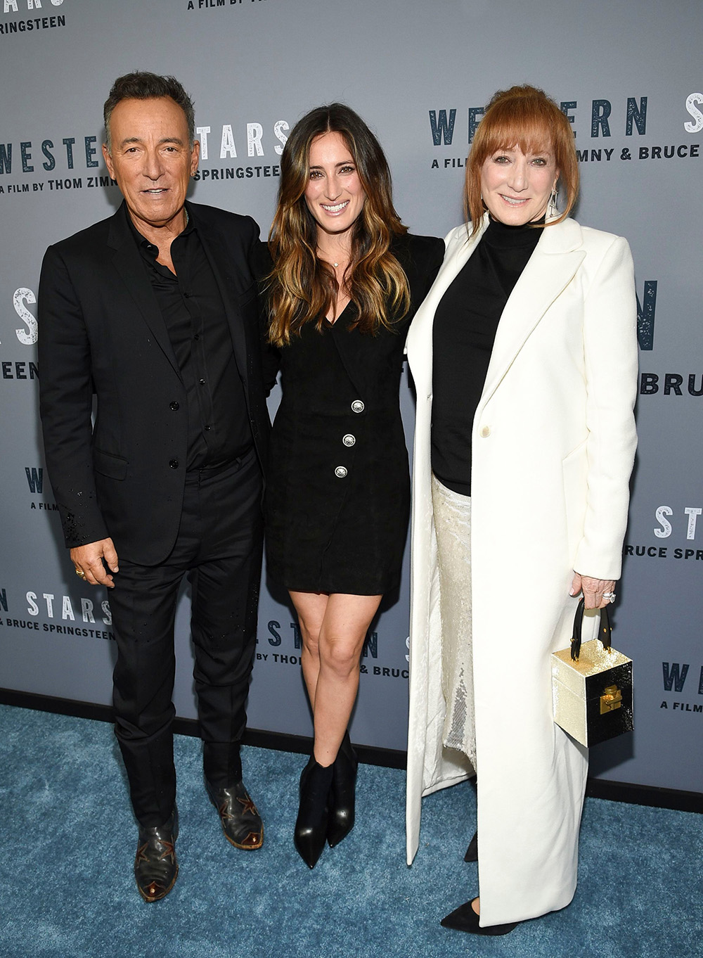 Bruce Springsteen, Jessica Springsteen, Patti Scialfa. Singer-songwriter and co-director Bruce Springsteen, left, daughter Jessica Springsteen and wife Patti Scialfa attend the special screening of "Western Stars" at Metrograph, in New York
NY Special Screening of "Western Stars", New York, USA - 16 Oct 2019