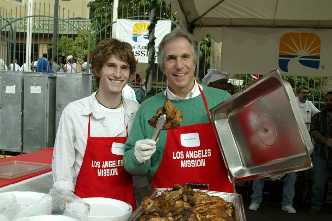 Henry Winkler & Son Max Winkler Serve Christmas Eve Dinner