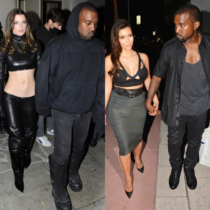 Julia Fox & Kim Kardashian In Black Crop Tops