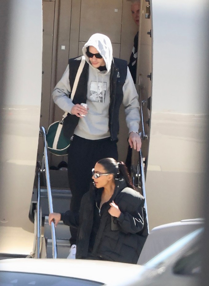 Kim Kardashian & Pete Davidson Touch Down In LA After Quick Trip To NYC