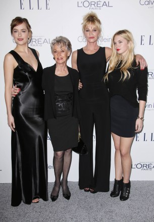 Dakota Johnson, Tippi Hedren, Melanie Griffith and Stella Banderas
ELLE Women in Hollywood Awards, Los Angeles, America - 19 Oct 2015