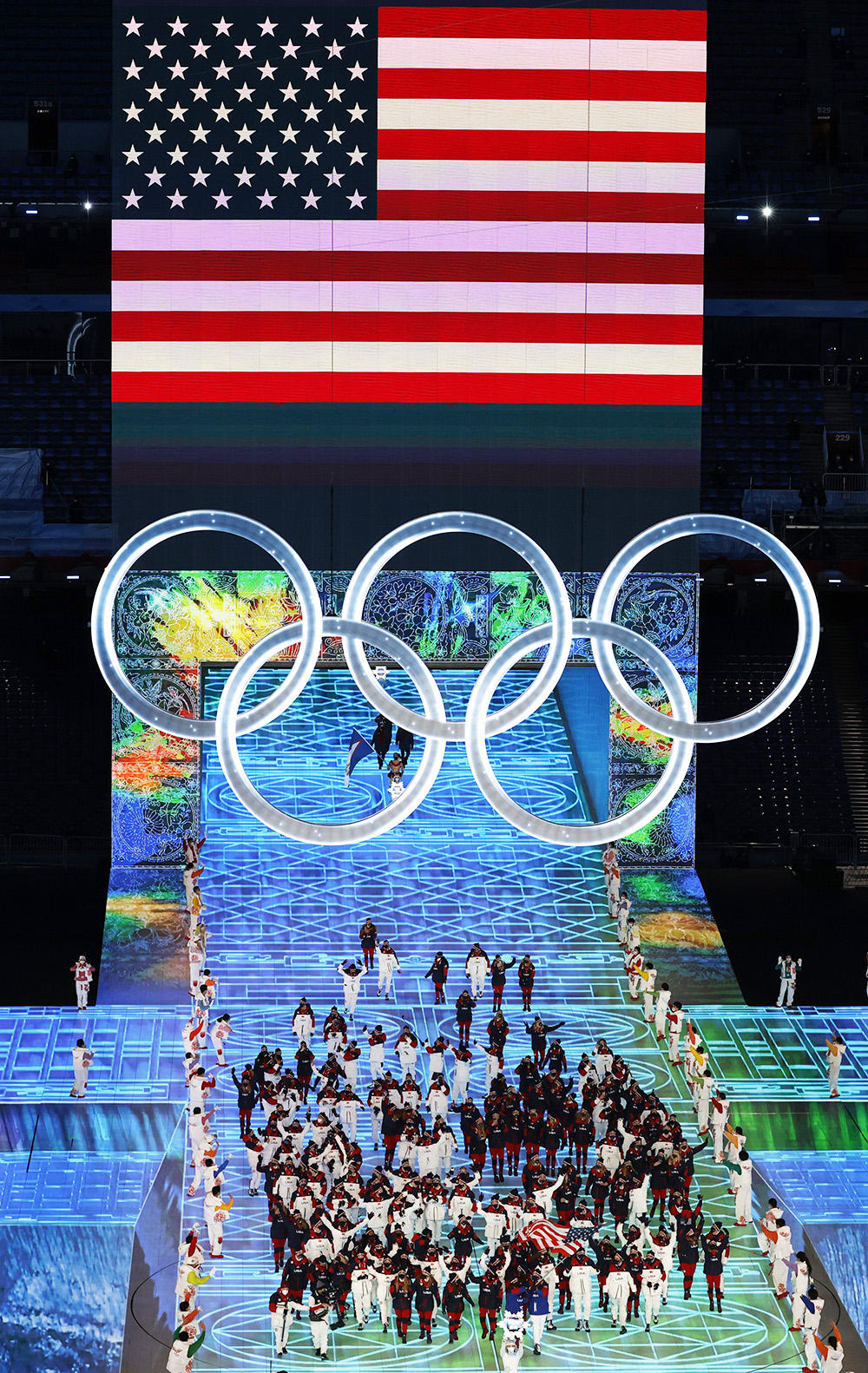 Athletes of the USA arrive for the Opening Ceremony of the Beijing 2022 Olympic Games at the National Stadium, also known as Bird's Nest, in Beijing China, 04 February 2022.
Opening Ceremony - Beijing 2022 Olympic Games, China - 04 Feb 2022