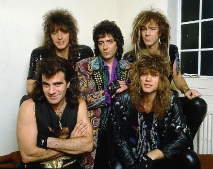 Bon Jovi backstage at the Norwich Playhouse - clockwise from bottom left - Tico Torres, Richie Sambora, Alec John Such, David Bryan and Jon Bon Jovi
Various