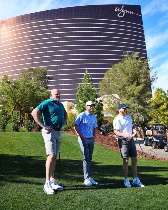 World Champion Los Angeles Rams players Andrew Whitworth, Matthew Stafford, and Cooper Kupp