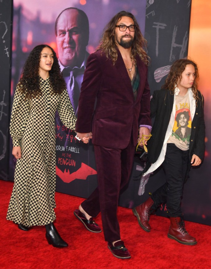 Jason Momo & Kids Lola & Nakoa-Wolf Show Up To ‘The Batman’ Red Carpet