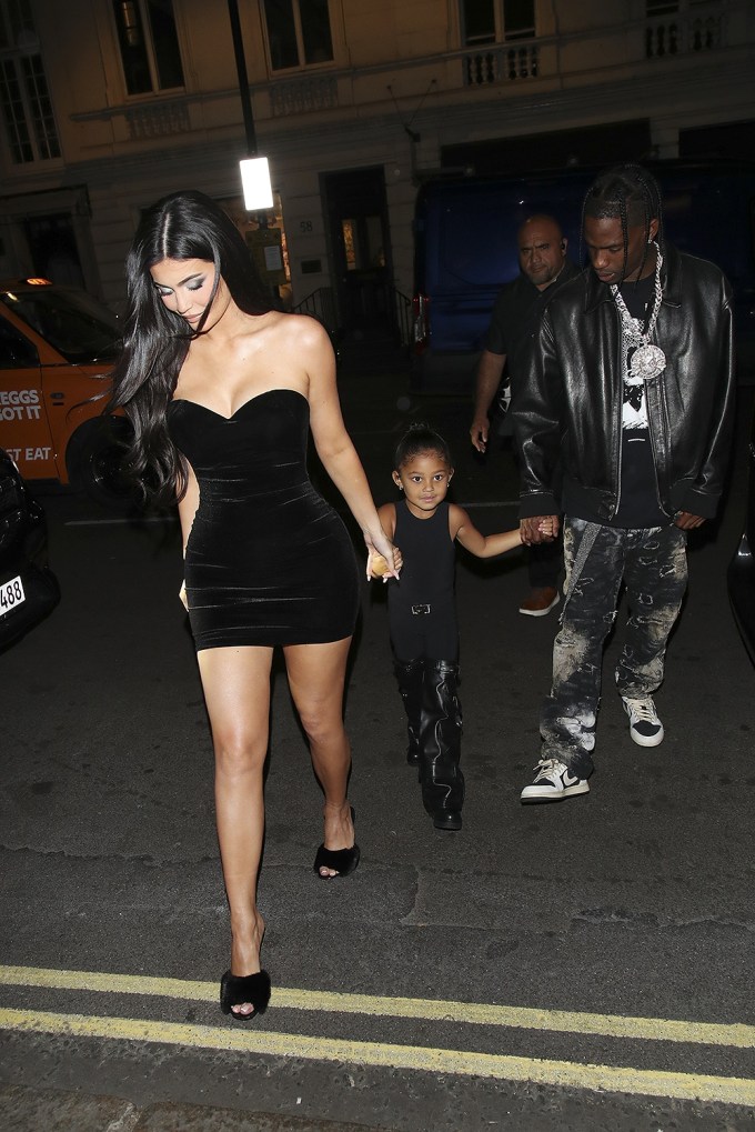 Kylie Jenner, Travis Scott, and Stormi in London