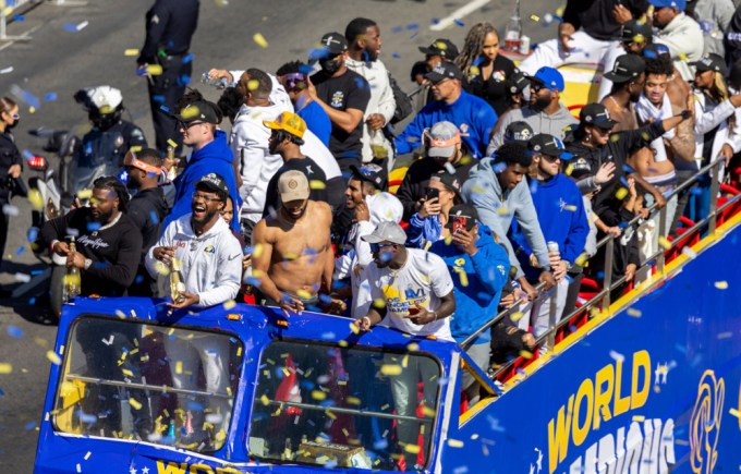 Rams victory parade in Los Angeles, CA, Figueroa St, Los Angeles, California, Usa – 16 Feb 2022