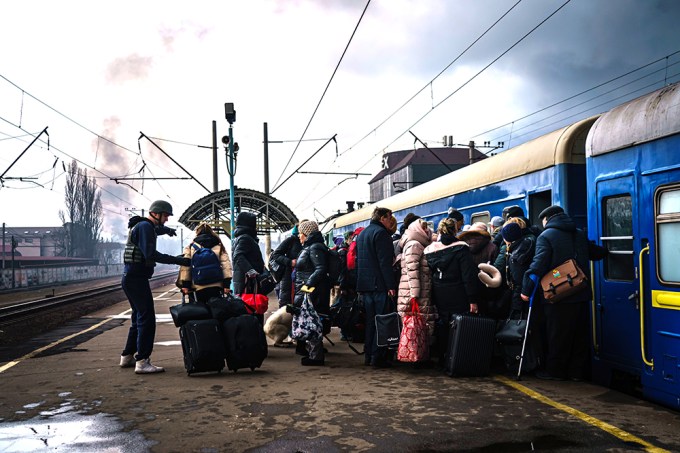 Civilians Standing in Ukraine