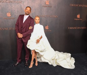 Red Carpet Event for the premiere of Apple Original Films’ “Emancipation”. 30 Nov 2022 Pictured: Will Smith and Jada Pinkett Smith. Photo credit: GilbertFlores@Broadimage / MEGA TheMegaAgency.com +1 888 505 6342 (Mega Agency TagID: MEGA922279_009.jpg) [Photo via Mega Agency]