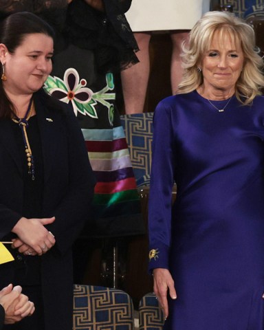 Ukrainian Ambassador to the United States Oksana Markarova (L) guest of First Lady Jill Biden during the State of the Union address during a joint session of Congress in the US Capitol's House Chamber, in Washington, DC, USA, 01 March 2022.The State of the Union address in Washington D, USA - 01 Mar 2022