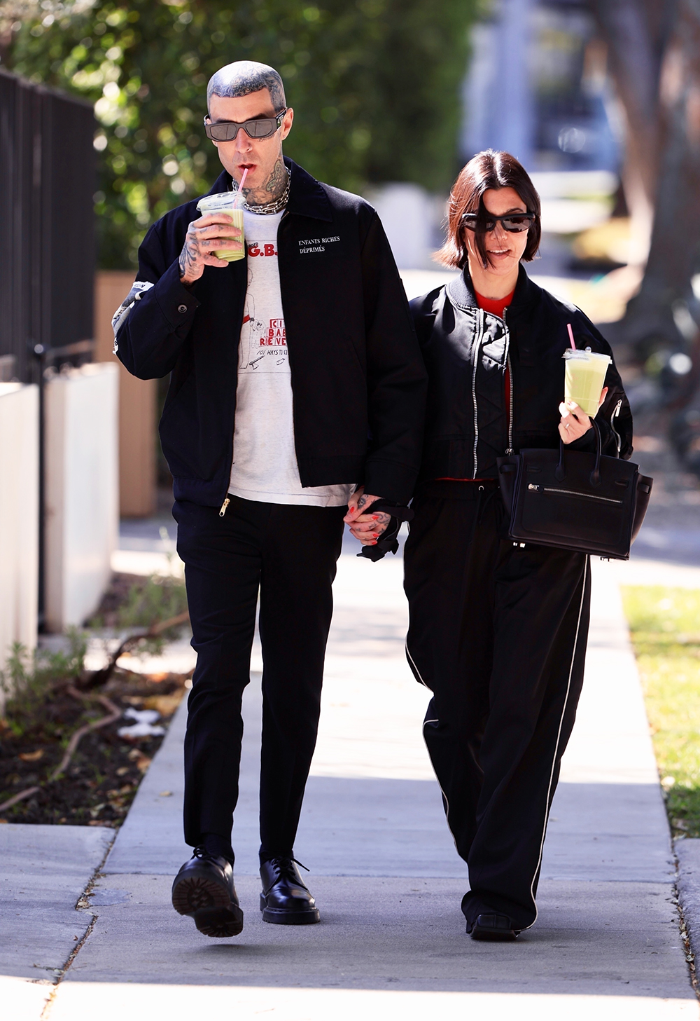 *EXCLUSIVE* Travis Barker and Kourtney Kardashian pair up and step out for a matcha drink