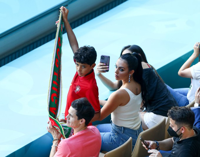 Georgina Rodriguez & Cristiano Jr. Watch Dad