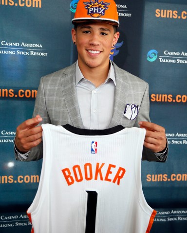 Devin Booker Phoenix Suns first-round basketball draft pick and former Kentucky guard Devin Booker is introduced, in Phoenix
Suns Draft Basketball, Phoenix, USA