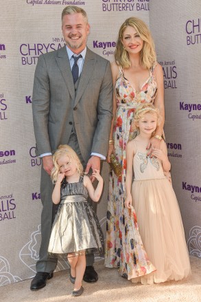 Eric Dane, from left, Georgia Dane, Rebecca Gayheart-Dane, and Billie Beatrice Dane arrive at the 14th Annual Chrysalis Butterfly Ball held at the residence of Susan Harris and Hayward Kaiser, in Los Angeles14th Annual Chrysalis Butterfly Ball, Los Angeles, USA