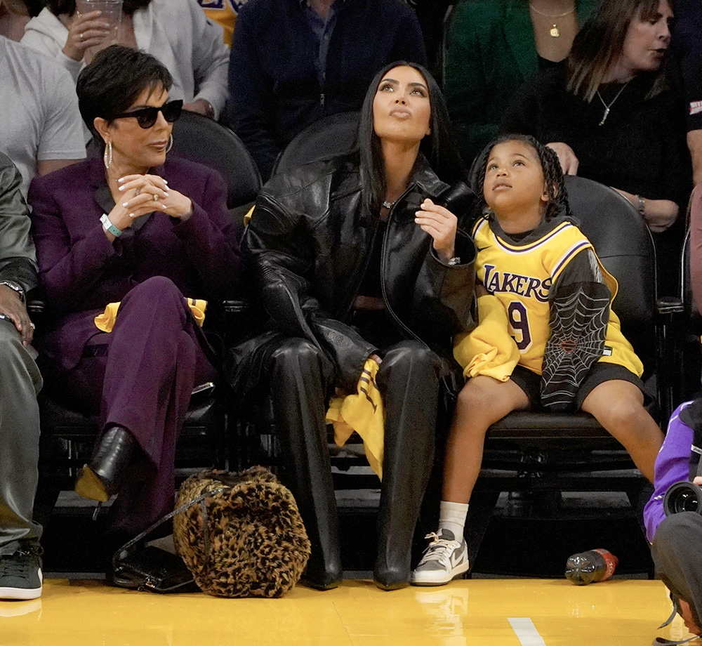 Kim Kardashian And Saint West At The Los Angeles Lakers VS Memphis Grizzlies Game At Crypto.com Arena In Los Angeles, Ca