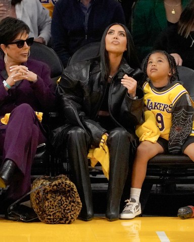 **USE CHILD PIXELATED IMAGES IF YOUR TERRITORY REQUIRES IT**

Kim Kardashian and Saint West at the Los Angeles Lakers VS Memphis Grizzlies game at Crypto.com Arena in Los Angeles, Ca

Pictured: Kris Jenner,Kim Kardashian,Saint West
Ref: SPL5539971 240423 NON-EXCLUSIVE
Picture by: London Entertainment / SplashNews.com

Splash News and Pictures
USA: +1 310-525-5808
London: +44 (0)20 8126 1009
Berlin: +49 175 3764 166
photodesk@splashnews.com

World Rights