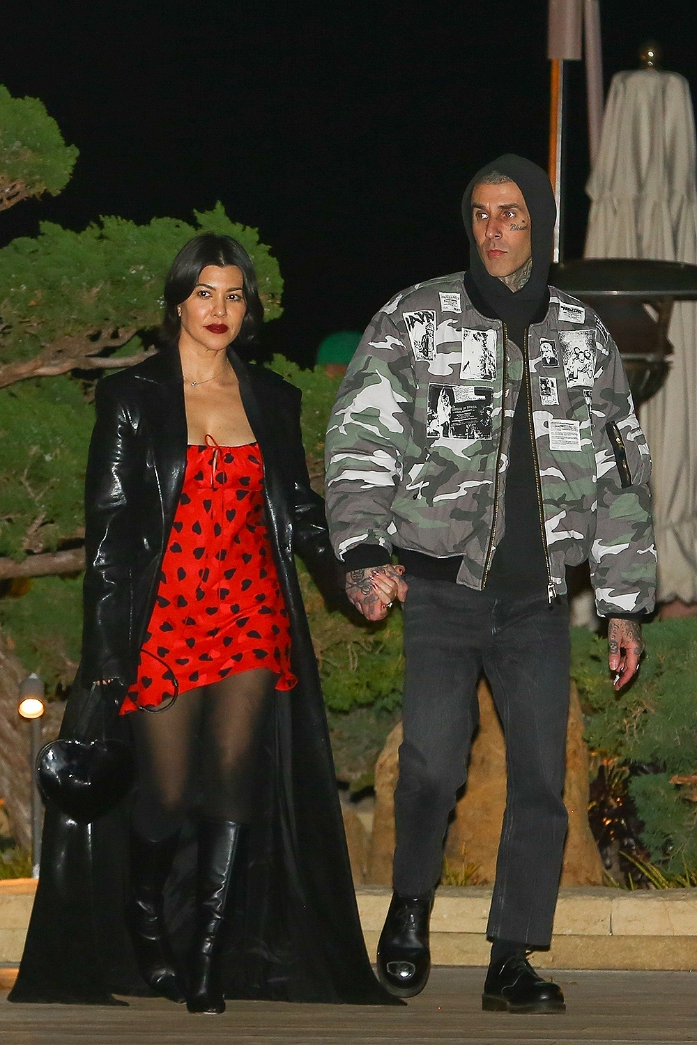 *EXCLUSIVE* Kourtney Kardashian and Travis Barker exit a Family dinner with Reign and Landon Barker in Malibu!