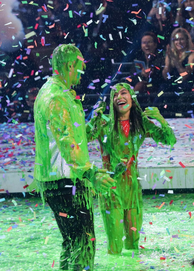 Rob Gronkowski & Miranda Cosgrove Get Slimed