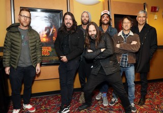 Nate Mendel, Dave Grohl, Taylor Hawkins, Director BJ McDonnell, Rami Jaffee, Chris Shiflett and Pat Smear
Foo Fighters and Director BJ McDonnell at Los Angeles opening day screenings of Open Road's STUDIO 666, Los Angeles, CA, USA - 25 February 2022