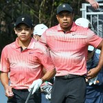 Tiger Woods and his son Charlie Woods wait to tee off on the first hole during the first round of the 2022 PNC Championship at The Ritz-Carlton Golf Club in Orlando.
PNC Championship Golf Tournament in Orlando, US - 17 Dec 2022