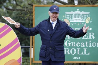 President Joe Biden delivers remarks at the annual Easter Egg Roll on the South Lawn of the White House in Washington, DC on Monday, April 18, 2022.
Annual Easter Egg Roll at the White House in Washington, District of Columbia, United States - 18 Apr 2022