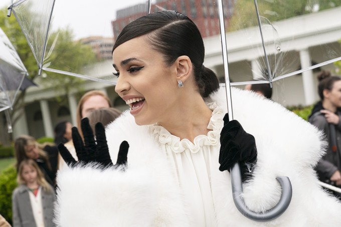 Sofia Carson Waves At The Event