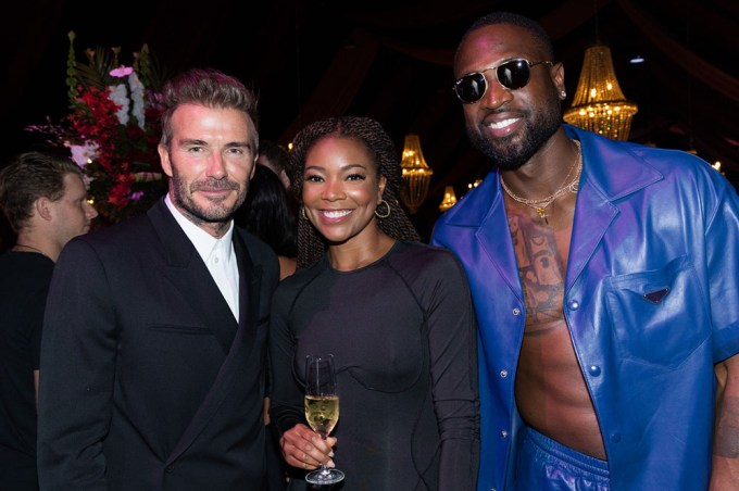 David Beckham, Gabrielle Union & Dwyane Wade at American Express Presents CARBONE Beach