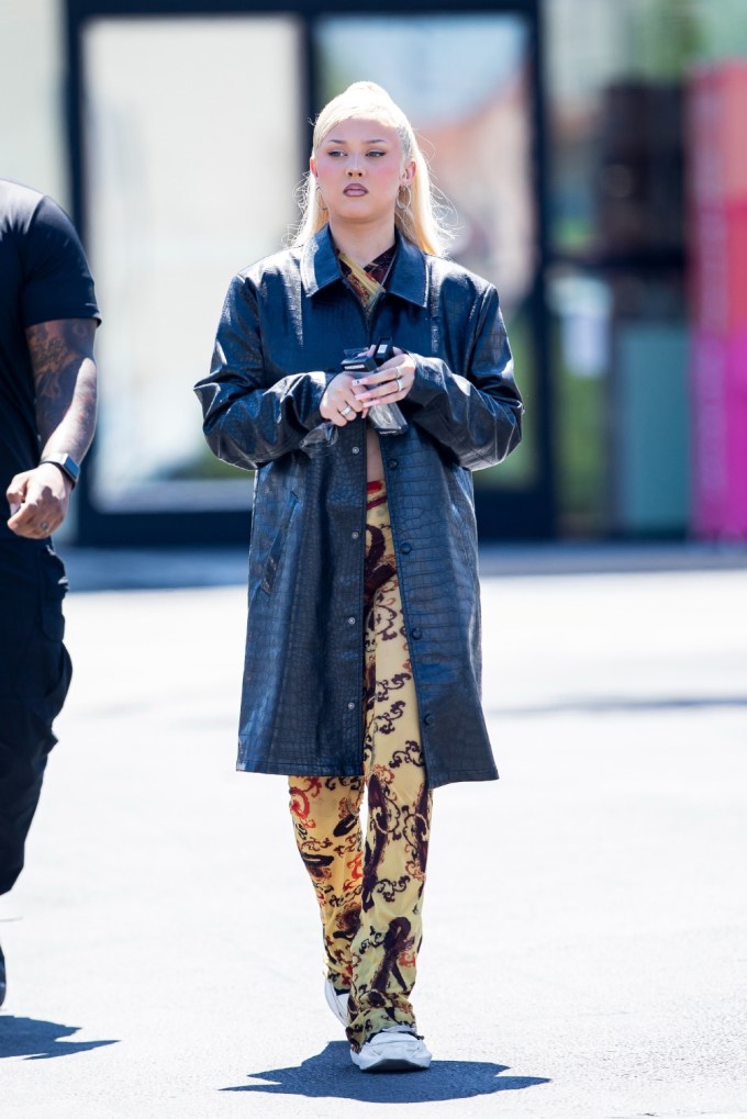 Alabama Barker Rocks A Leather Jacket During A Shopping Trip