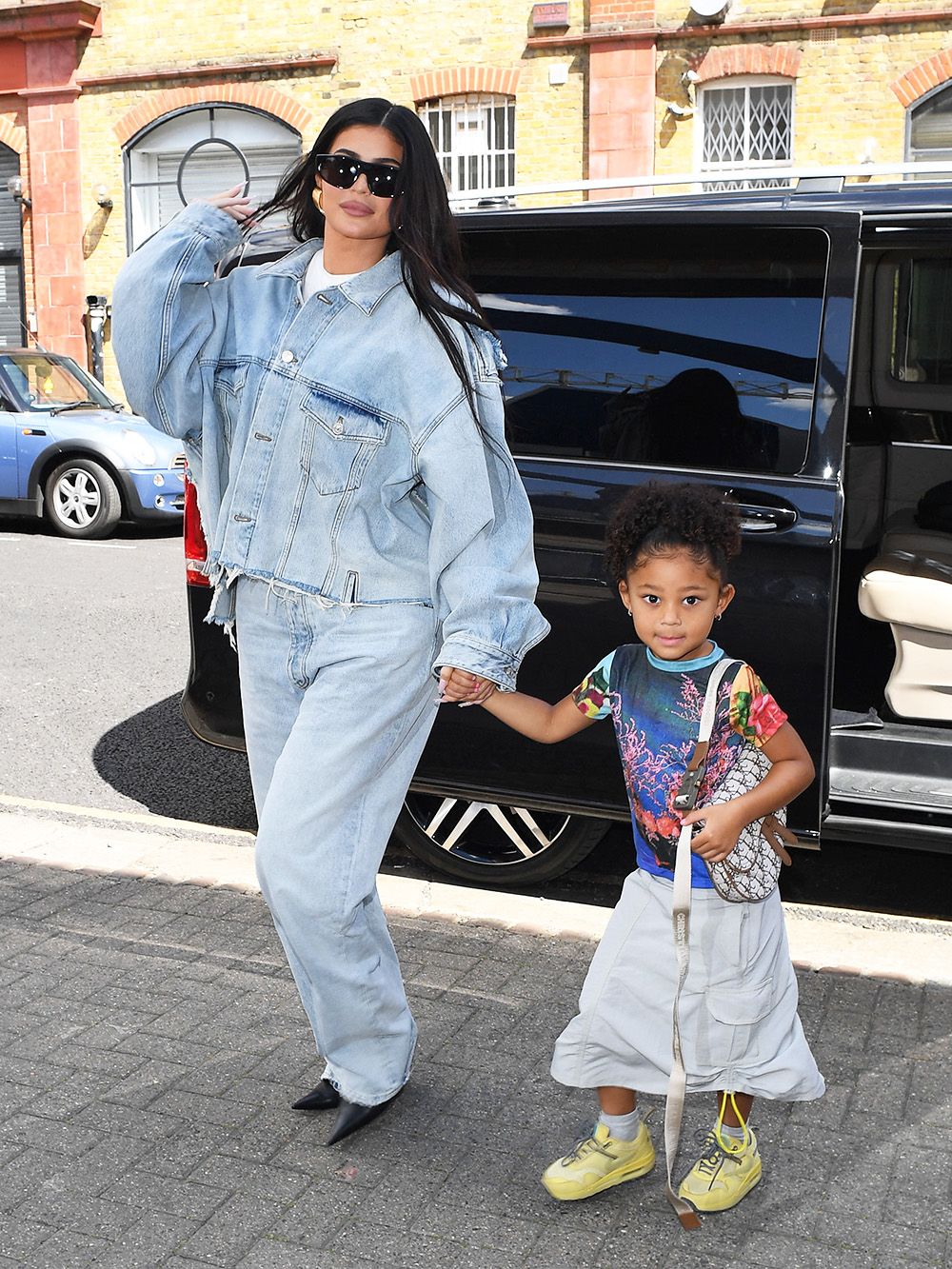 Kylie Jenner & Stormi arrive at a London Studio