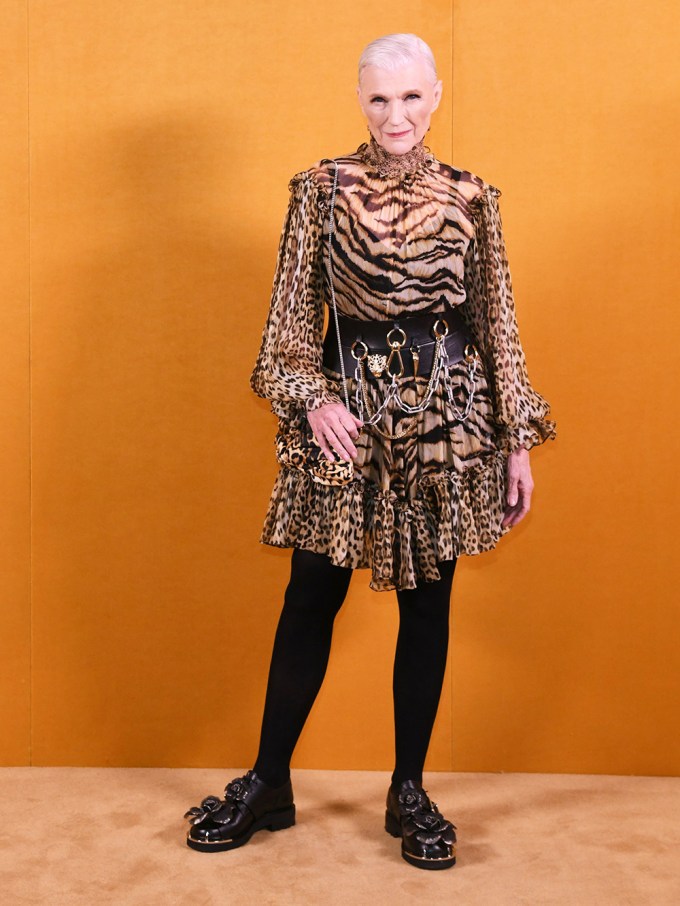 Maye Musk in animal print