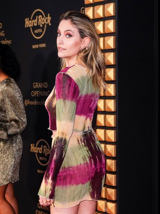 Paris Jackson, Vanessa Hudgens at Grand Opening of Hard Rock Hotel Times Square in New York. 12 May 2022 Pictured: Paris Jackson. Photo credit: Jackson Lee / MEGA TheMegaAgency.com +1 888 505 6342 (Mega Agency TagID: MEGA857010_001.jpg) [Photo via Mega Agency]