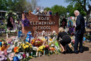 President Joe Biden and first lady Jill Biden visit Robb Elementary School to pay their respects to the victims of the mass shooting, in Ulvade, Texas
Biden Texas School Shooting, Ulvade, United States - 29 May 2022