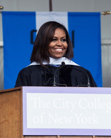 First Lady Michelle Obama delivers her final commencement address as First Lady at the 170th Commencement Ceremony of The City College of New York on the CCNY campus in historic Harlem, Friday, June 3, 2016. More than 3,000 students make up the Class of 2016.
First Lady Michelle Obama Delivers Commencement Address At The City College of New York, United States - 03 Jun 2016