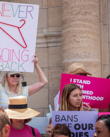 Pro choice demonstrators protest in reaction to leaked draft document that the Supreme Court is prepared to overturn Roe v. Wade, in Miami, Florida, USA, 03 May 2022.  According to the leaked report, obtained by Politico, the high court has cast an initial vote to strike down the landmark abortion-rights decision Roe v. Wade.
Pro choice demonstrators protest in reaction to leaked draft document that Supreme Court is prepared to overturn Roe v. Wade, Miami, USA - 03 May 2022