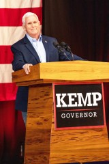 Vice President Mike Pence speaks to his supporters the day before Mid Term elections.
Vice President Mike Pence campaigns with Governor Brian Kemp the day before midterm election, Cobb County International Airport, Kennesaw, Georgia, USA - 23 May 2022