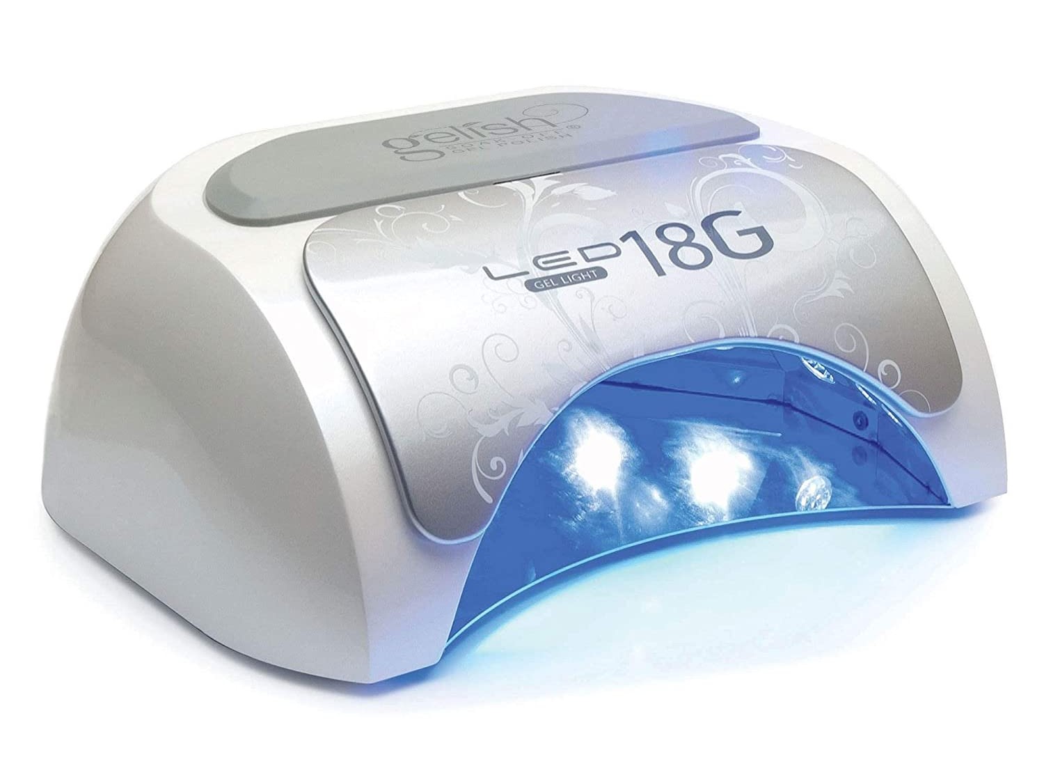 A silver nail dryer.