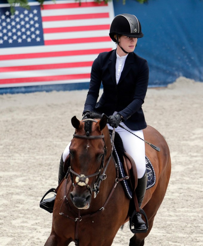 Jennifer Gates riding a horse