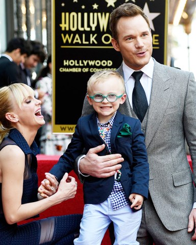 Actor Chris Pratt, right, is joined by his wife Anna Faris, left, and their son Jack during a ceremony to award Pratt a star on the Hollywood Walk of Fame, in Los AngelesChris Pratt Honored with a Star on the Hollywood Walk of Fame, Los Angeles, USA - 21 Apr 2017