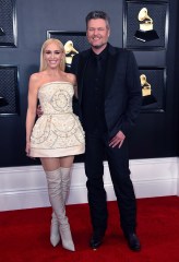 Gwen Stefani, Blake Shelton. Gwen Stefani, left, and Blake Shelton arrive at the 62nd annual Grammy Awards at the Staples Center, in Los Angeles
62nd Annual Grammy Awards - Arrivals, Los Angeles, USA - 26 Jan 2020